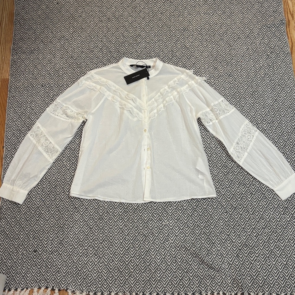 NWT Vero Moda Women's Tiffany Long-Sleeve Lace Shirt White
